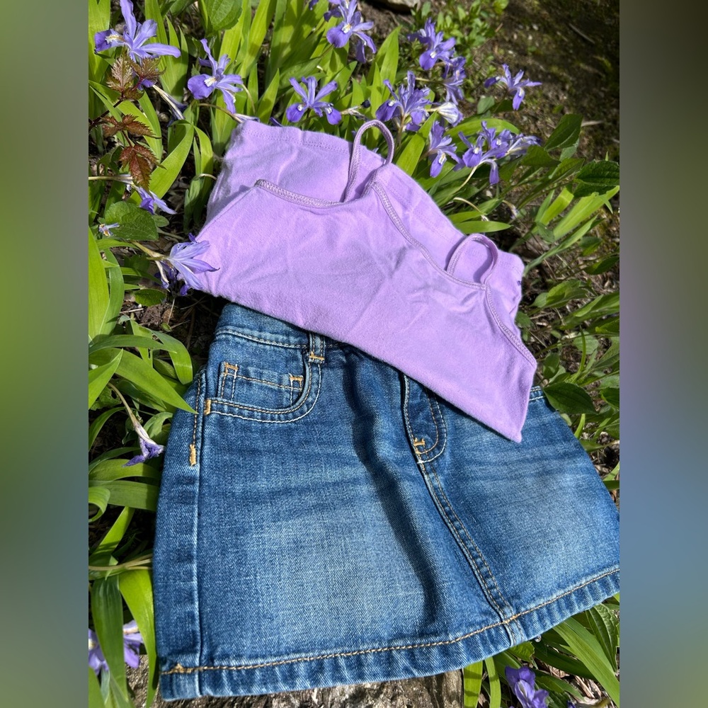 Denim Skirt + Purple Tank Outfit Set | 2T | Toddler Girl Summer Bundle |Old Navy
